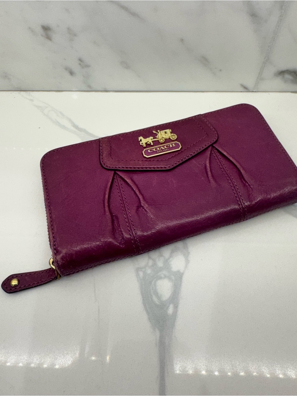 Coach Madison collection purple leather zip-around wallet